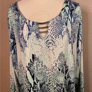 Blue and Green Patterned Top